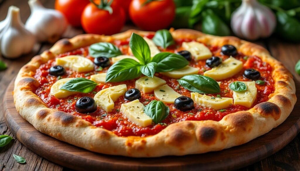 découvrez une délicieuse recette de pizza maison garnie d'artichauts tendres et d'olives savoureuses. facile à préparer, parfaite pour un repas convivial et plein de saveurs méditerranéennes !
