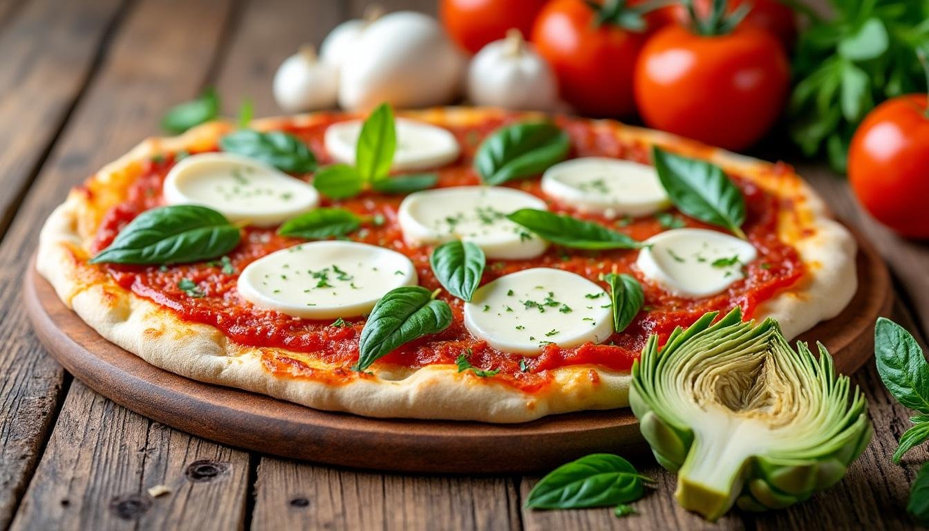 découvrez notre recette savoureuse de pizza aux artichauts et olives : une base croustillante, garnie de légumes méditerranéens et de fromage fondant. un plat gourmand et facile à préparer, idéal pour un repas convivial !