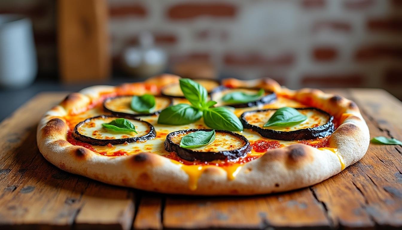 découvrez une délicieuse recette de pizza aux aubergines grillées et parmesan, savoureuse et facile à préparer. offrez-vous une expérience gourmande italienne à la maison avec des ingrédients frais et un goût irrésistible !
