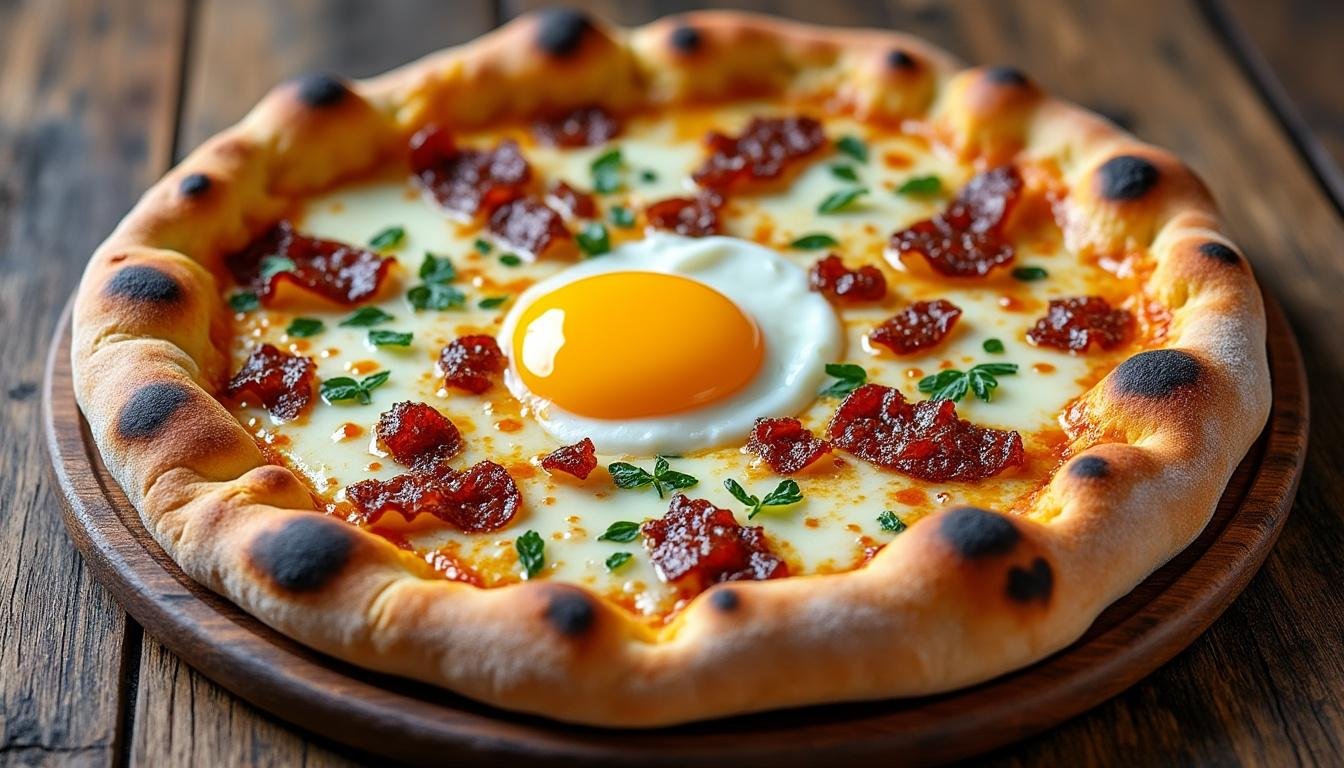 découvrez notre délicieuse recette de pizza carbonara : une pâte croustillante garnie de crème, lardons, fromage et œuf. facile à préparer, parfaite pour un repas convivial et gourmand !