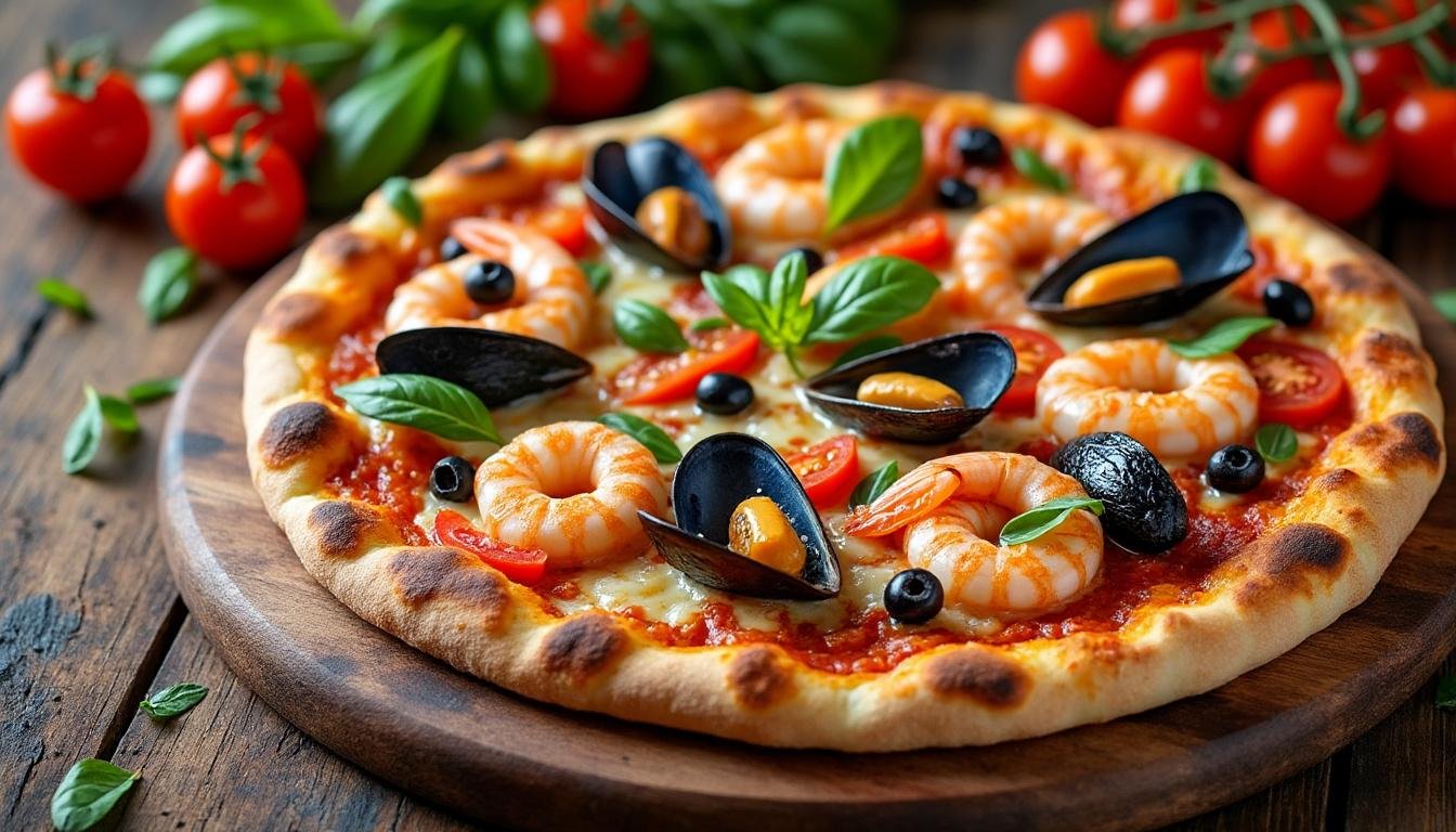 découvrez notre recette authentique de pizza frutti di mare, garnie de fruits de mer frais, d'une sauce tomate parfumée et d'une pâte croustillante. idéale pour un repas convivial aux saveurs méditerranéennes !