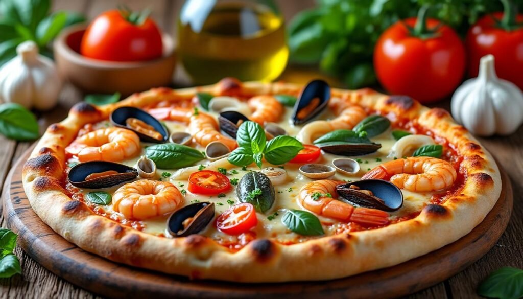 découvrez notre recette de pizza frutti di mare, une pizza maison généreusement garnie de fruits de mer frais, parfaite pour un repas savoureux et facile à préparer. idéal pour surprendre vos invités et voyager en méditerranée le temps d’un dîner !