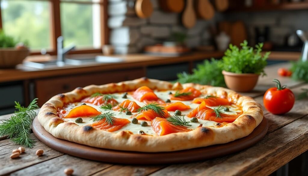 découvrez notre délicieuse recette de pizza norvégienne, garnie de saumon fumé, de crème fraîche et d'aneth. idéale pour un repas convivial et original, cette pizza ravira les amateurs de saveurs nordiques !