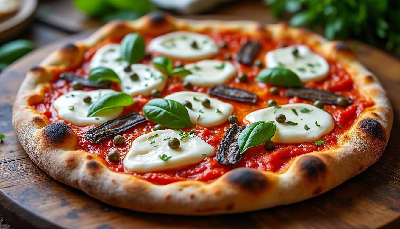découvrez la recette authentique de la pizza romana : une pâte fine et croustillante, garnie de sauce tomate, mozzarella, anchois et câpres, parfaite pour une soirée italienne réussie !