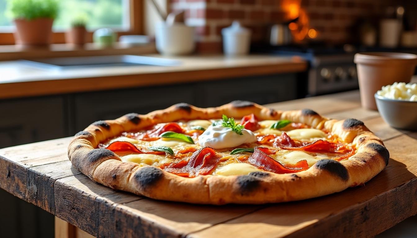 découvrez notre délicieuse recette de pizza savoyarde, garnie de fromage fondant, pommes de terre et lardons. facile à préparer, parfaite pour régaler vos convives !