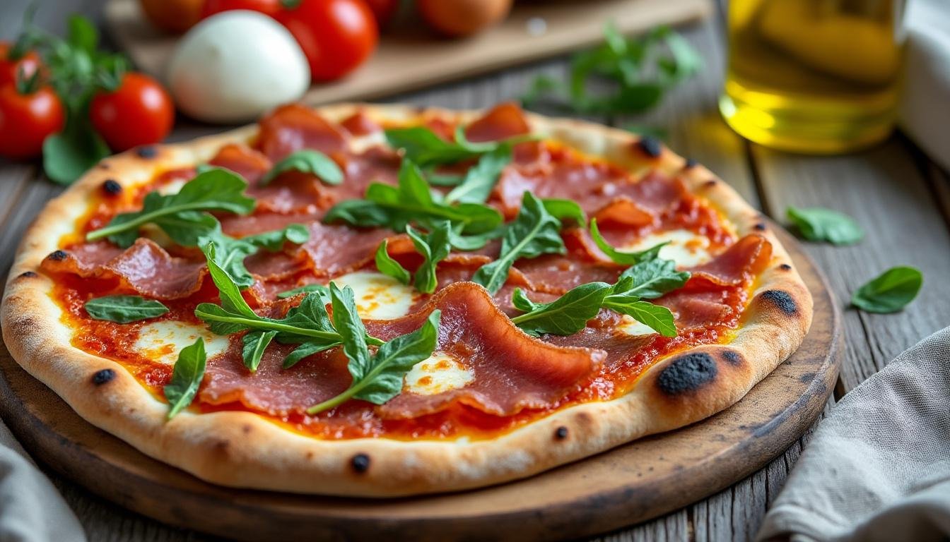 découvrez notre délicieuse recette de pizza speck e rucola : une pâte croustillante, garnie de speck savoureux, de roquette fraîche et de mozzarella fondante. idéale pour un repas italien authentique à la maison !
