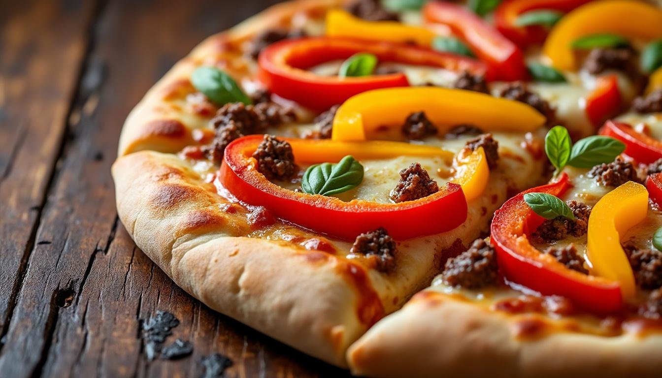 découvrez notre délicieuse recette de pizza texane, garnie de viande savoureuse, d'oignons, de sauce barbecue et de fromage fondant. idéale pour un repas convivial et gourmand !